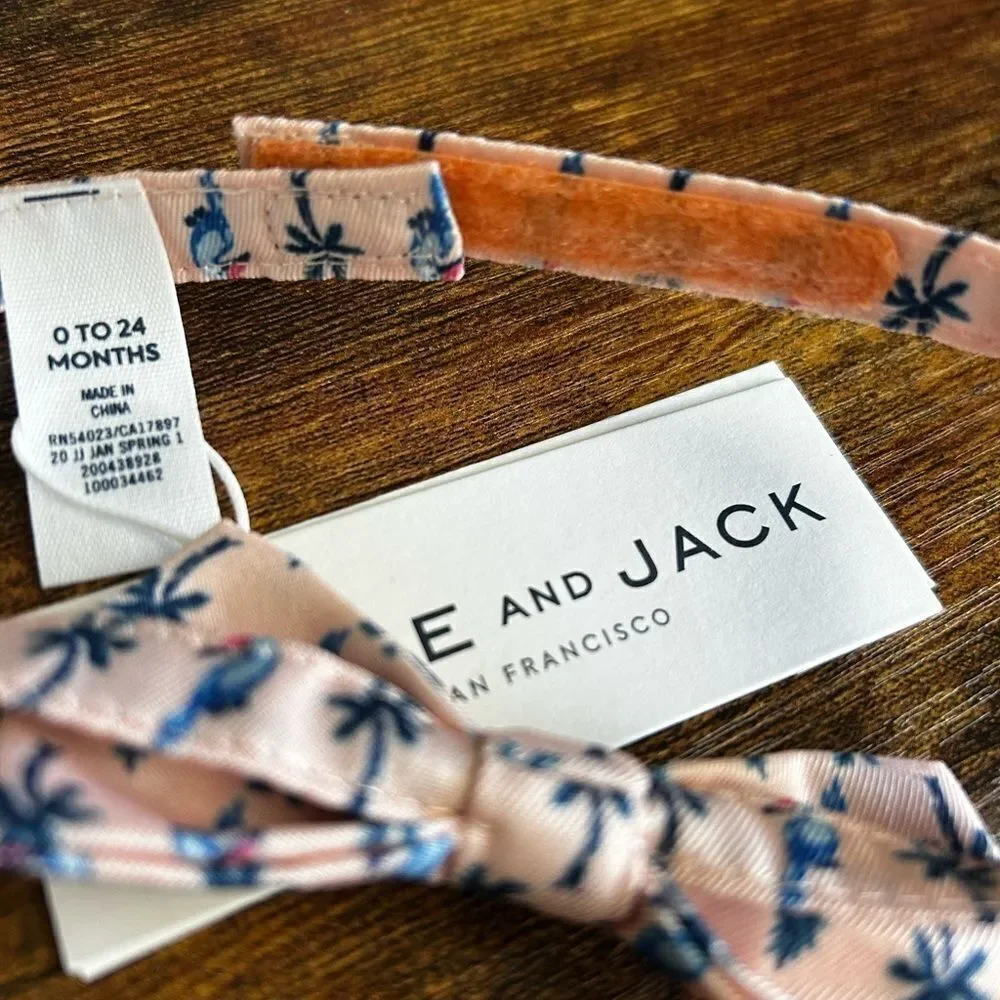 Janie and Jack Cream Bow Tie with Blue and Orange Palm Tree Print
